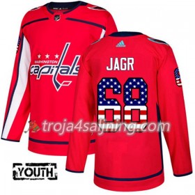 Washington Capitals tröja Jaromir Jagr 68 Röd USA Flag Fashion 2017-2018 Adidas Authentic - NHL Tröjor Barn